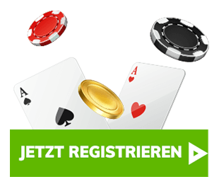 Spielkarten und Chips mit grünem Registrieren Button