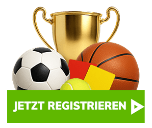 Pokal mit Fussball Basketball und gelber Karte